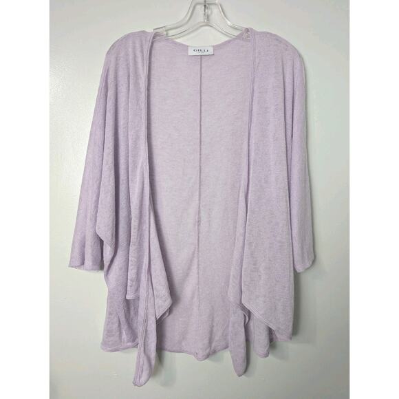 Gilli Open Front Light Weight Cardigan Sweater Size 1X Purple 3/4 Dolman Sleeve - Picture 1 of 9